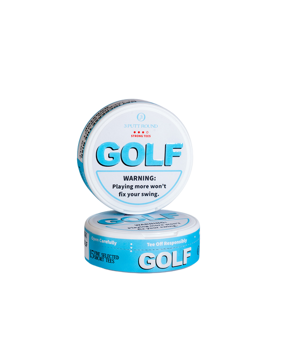 Three Putt Round Blue Upper Decky Tee Pack featuring multiple casual tees with blue and white design, laid flat on a neutral background.